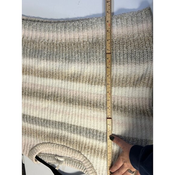 Women's Sweater natural tones with pink stripe Size Large - Picture 8 of 13